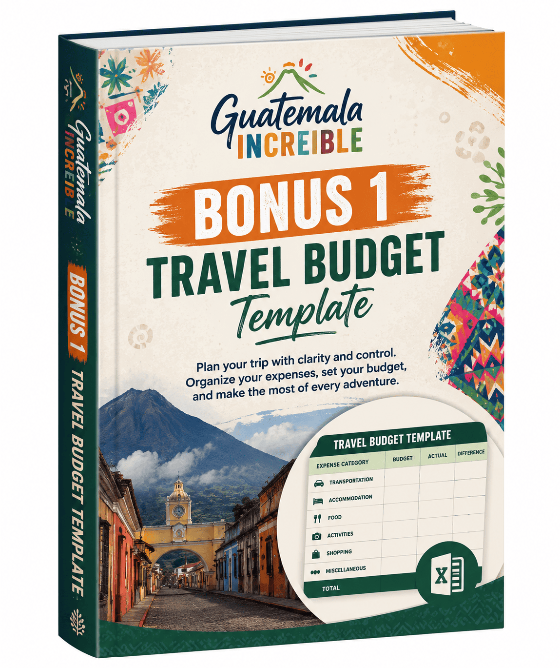 Bonus 1 mockup: travel budget template in Excel